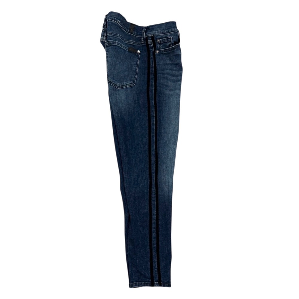 7 For All Mankind The‎ Ankle Skinny Jeans Black Stripe Dark Wash Women's Size 30